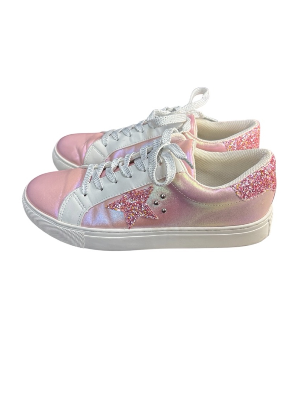Hey Girl By Corkys Supernova Sneakers Pink Metallic Glitter Stars Women Size 8 - Picture 7 of 10